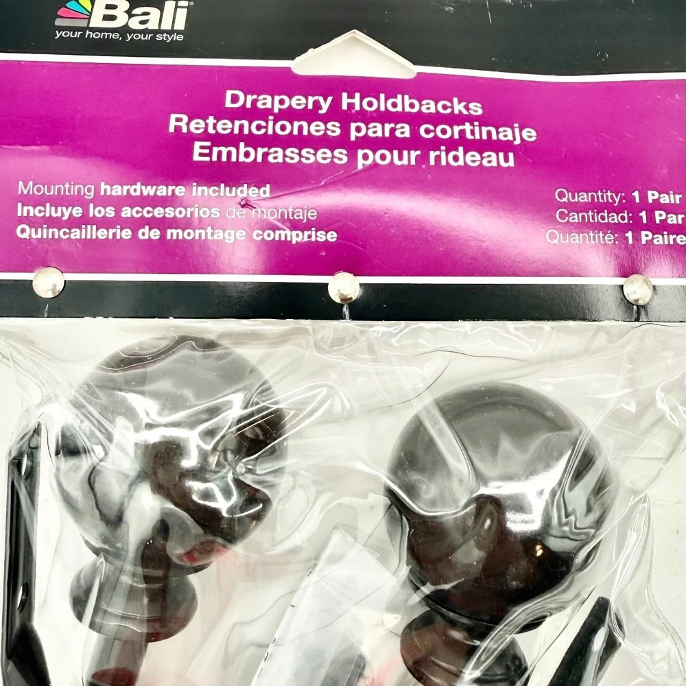 Bali Bronze Curtain Drapery Ball Holdbacks 2 Pairs: 4 Total New 26-3000-33